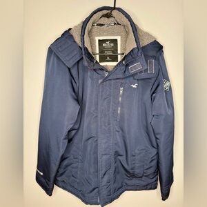 Hollister Men's Navy Hooded Insulated Coat